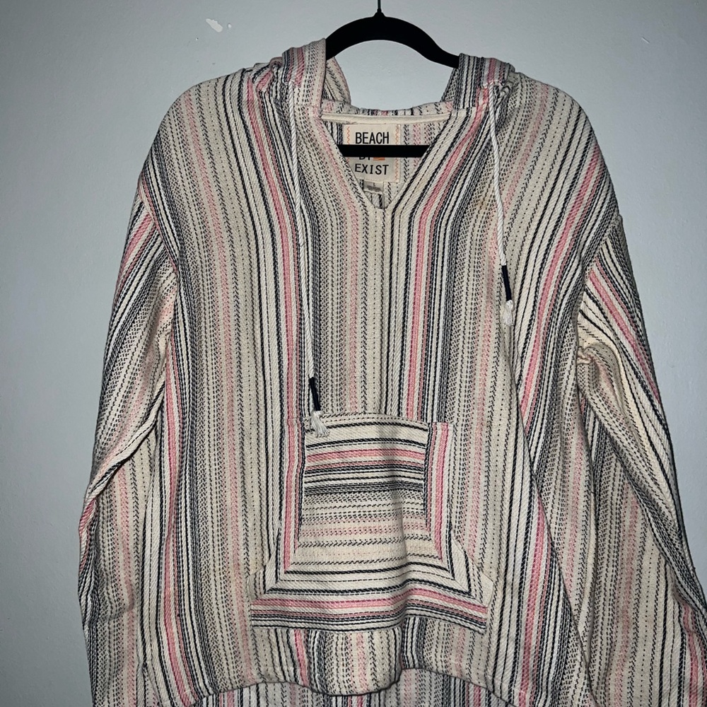 NWT Large Exist Beach Striped Hoodie